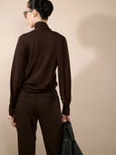 BARBARA BUI SCARF NECK KNIT DARK BROWN