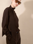 BARBARA BUI SCARF NECK KNIT DARK BROWN