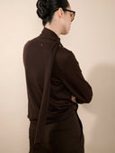 BARBARA BUI SCARF NECK KNIT DARK BROWN