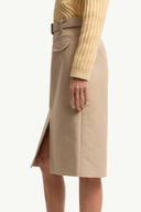 MONCLER BELTED KNEE-LENGHT SKIRT BEIGE