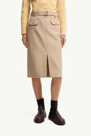 MONCLER BELTED KNEE-LENGHT SKIRT BEIGE