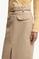 MONCLER BELTED KNEE-LENGHT SKIRT BEIGE