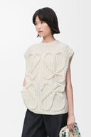 LOEWE ANAGRAM CABLE-KNIT DEBARDEUR WHITE