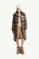 MONCLER CAVETTAZ HOODED LONG DOWN KHAKI