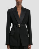 VICTORIA BECKHAM BELTED BLAZER BLACK