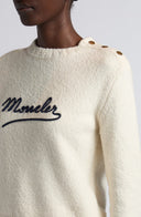 MONCLER EMBROIDERED LOGO PULL ECRU