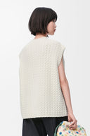 LOEWE ANAGRAM CABLE-KNIT DEBARDEUR WHITE