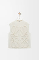 LOEWE ANAGRAM CABLE-KNIT DEBARDEUR WHITE