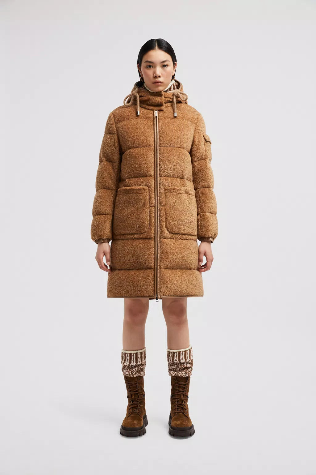 MONCLER BELCASTEL TEDDY LONG DOWN JACKET CAMEL – mania-k webshop
