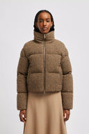 MONCLER SEBOUNE SHORT DOWN JACKET CHECKERED BROWN