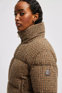 MONCLER SEBOUNE SHORT DOWN JACKET CHECKERED BROWN