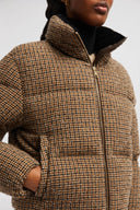 MONCLER SEBOUNE SHORT DOWN JACKET CHECKERED BROWN