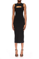 VICTORIA BECKHAM CUTOUT KNITTED MIDI DRESS BLACK