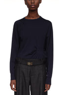 VICTORIA BECKHAM DRAPED PLEAT DETAIL PUL NAVY