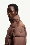 MONCLER LEGERETE QUILTED SHORT DOWN JACKET BROWN