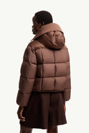 MONCLER LEGERETE QUILTED SHORT DOWN JACKET BROWN