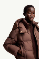 MONCLER LEGERETE QUILTED SHORT DOWN JACKET BROWN