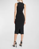 VICTORIA BECKHAM CUTOUT KNITTED MIDI DRESS BLACK