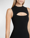 VICTORIA BECKHAM CUTOUT KNITTED MIDI DRESS BLACK