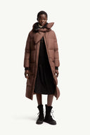 MONCLER ORNEMENT LONG DOWN JACKET BROWN