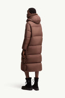 MONCLER ORNEMENT LONG DOWN JACKET BROWN