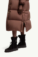 MONCLER ORNEMENT LONG DOWN JACKET BROWN