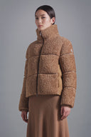 MONCLER SEGURA TEDDY SHORT DOWN JACKET CAMEL