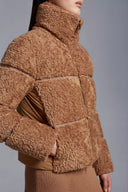 MONCLER SEGURA TEDDY SHORT DOWN JACKET CAMEL