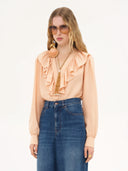 CHLOÉ RUCHED BLOUSE BISCUIT PINK