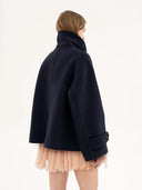 CHLOÉ OVSD CROPPED COAT NAVY
