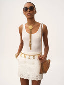 CHLOÉ LOGO PINEAPPLE TANK TOP WHITE