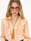 CHLOÉ RUCHED BLOUSE BISCUIT PINK
