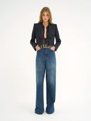 CHLOÉ CROPPED SPENCER JACKET ECLIPSE BLUE
