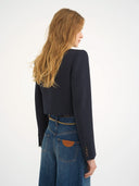 CHLOÉ CROPPED SPENCER JACKET ECLIPSE BLUE