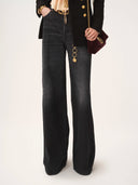CHLOÉ HIGH RISE WIDE LEG DENIM ONYX BLACK