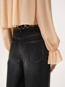 CHLOÉ HIGH RISE WIDE LEG DENIM ONYX BLACK