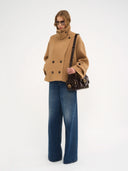 CHLOÉ OVSD CROPPED COAT BROWN