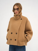 CHLOÉ OVSD CROPPED COAT BROWN