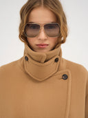 CHLOÉ OVSD CROPPED COAT BROWN