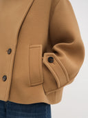 CHLOÉ OVSD CROPPED COAT BROWN