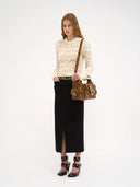 CHLOÉ MIDI SKIRT GRAIN DE POUDRE BLACK