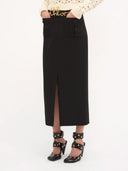CHLOÉ MIDI SKIRT GRAIN DE POUDRE BLACK