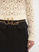 CHLOÉ MIDI SKIRT GRAIN DE POUDRE BLACK