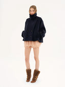 CHLOÉ OVSD CROPPED COAT NAVY
