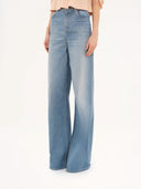 CHLOÉ HIGH RISE WIDE LEG DENIM ICED BLUE