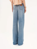 CHLOÉ HIGH RISE WIDE LEG DENIM ICED BLUE