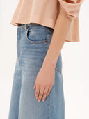 CHLOÉ HIGH RISE WIDE LEG DENIM ICED BLUE