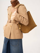 CHLOÉ SPIN SUEDE TOTE BAG GOLD KHAKI