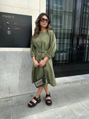 MONCLER COTTON POPLIN DRESS KHAKI