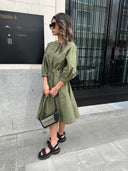 MONCLER COTTON POPLIN DRESS KHAKI